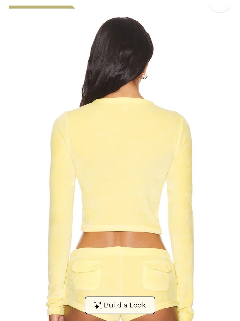 Jaded London Lemon Yellow Velour Cropped Button-Front Cardigan - Picture 2 of 8
